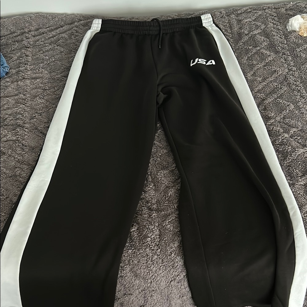 Black and White USA Track Pants